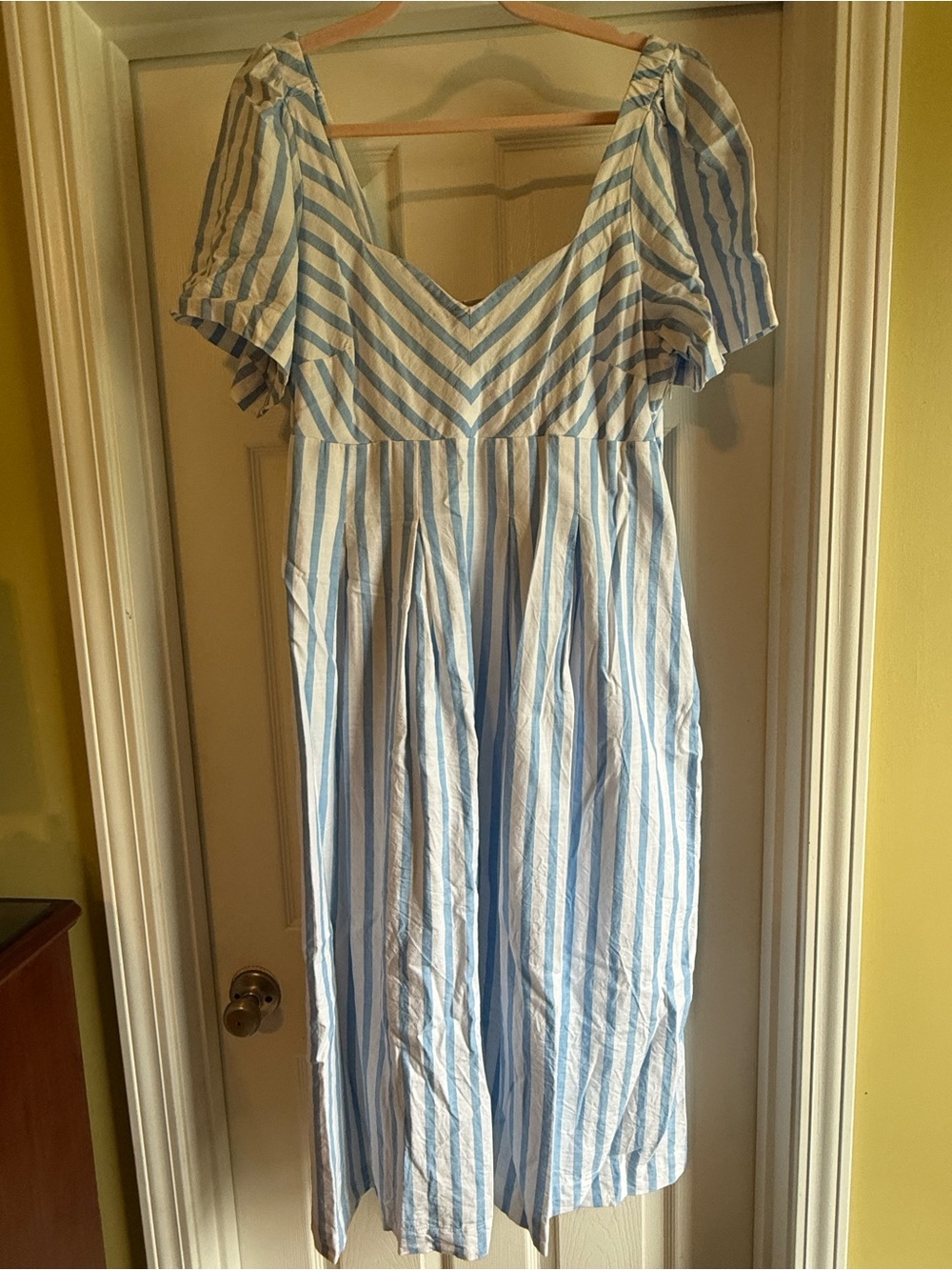a new day Light Blue and White Striped Maxi Dress with sweetheart neckline